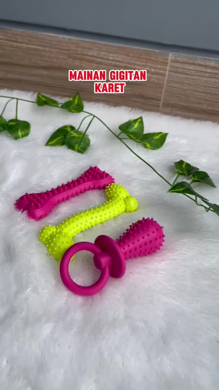 Pawsitive Vibes Mainan Anjing Model Tulang Berduri Tahan Gigit - Pet Chew Rubber - Mainan Gigitan Kunyah Untuk Anjing dan Kucing - Mainan Gigitan Karet Berduri Bergerigi Bahan TPR dengan Lonceng di Dalamnya