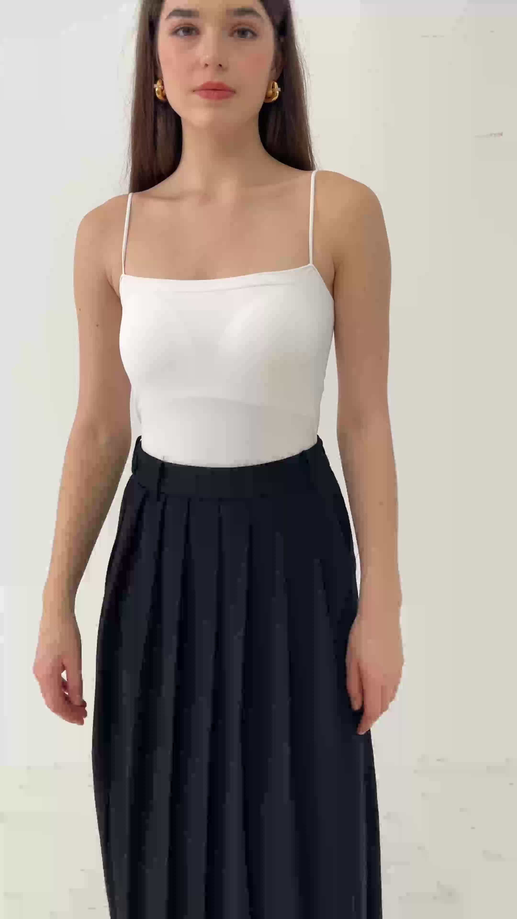 This Is April Rok Hitam Midi Rample Wanita Stylish Evara Skirt Black B50090906900