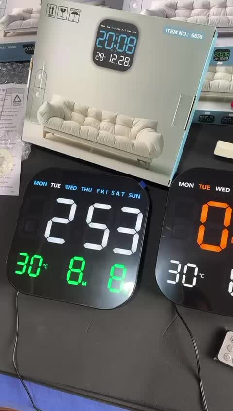 JD-6650 Jam Dinding Digital LED Design Elegan Lampu LED Dekorasi Rumah Bisa Timer Countdown Dapat Remote Setting Jam Gantungan Bisa Alarm