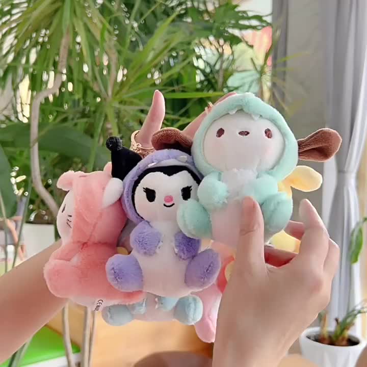 Gantungan Kunci Dino Kelinci Hodie Kuromi Cinnamon Melody Pocha Boneka Plush Toys Cute Empuk Halus