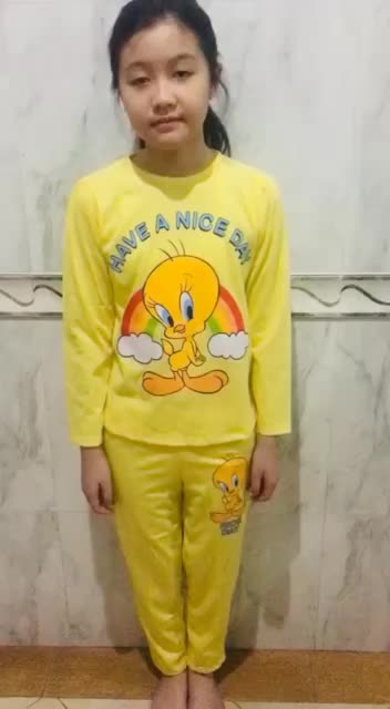 Piyama Anak Perempuan/Baju Tidur Panjang/Setelan Kaos Anak 3-12 tahun