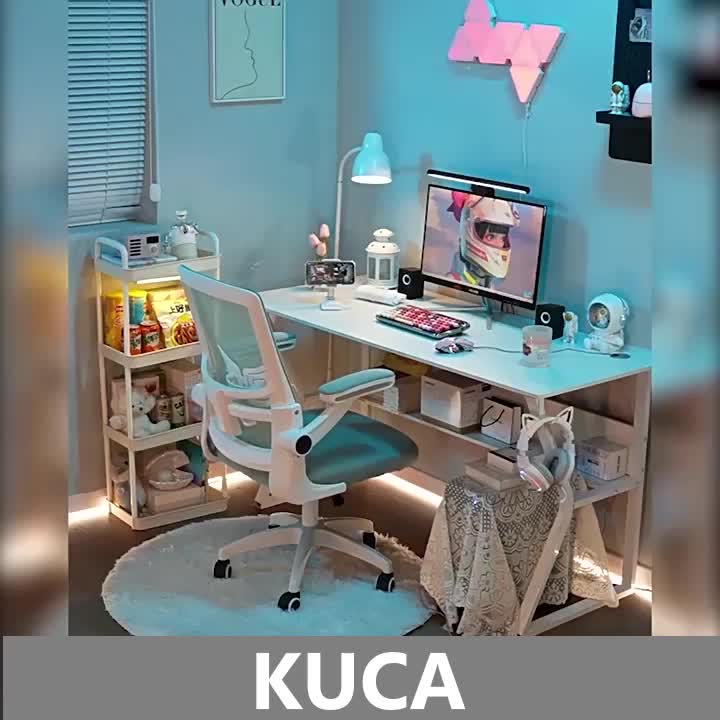 HANRIVER & KUCADI Meja Komputer Meja Gaming Minimalis Modern Meja Laptop Meja Belajar Meja kantor [ Garansi lima tahun ]