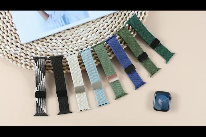 Tali Jam Tangan Elastic Braided Nylon Strap for Apple Watch Ultra 3/2/1 49mm 46mm 42mm 45mm 41mm 44mm 40mm 38mm iWatch Series 11 10 9 8 7 SE 6 5 4 3 2 1 Adjustable Magnetic Buckle Band Smartwatch Accessories (No Watch)