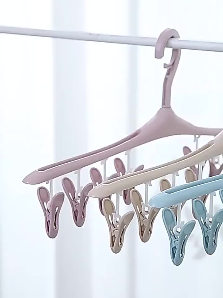 Hanger Baju Jepitan 8IN1 / Gantungan Jemuran Baju Plastik Tebal / Hanger Kaos Kaki / Gantungan Pakaian Dalam   C281