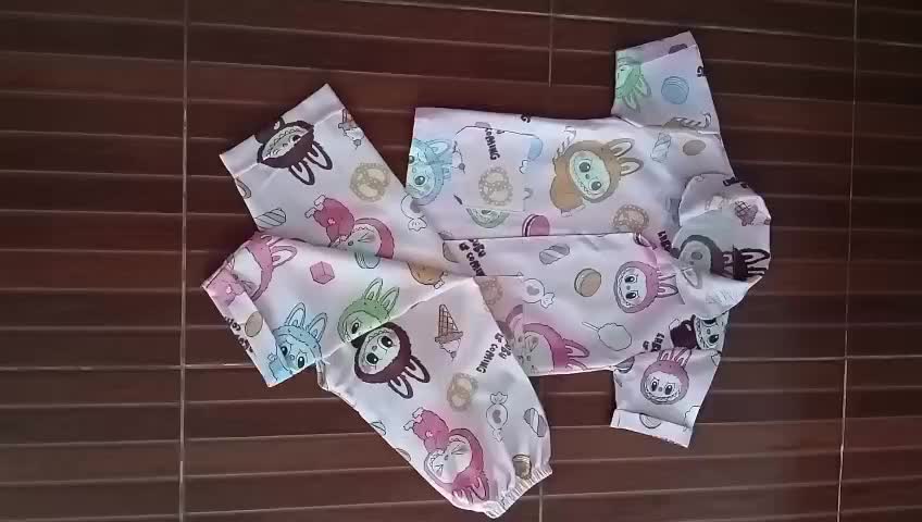 Setelan Baju Tidur Piyama Anak Bayi Balita Perempuan Laki-Laki Lengan Pendek Katun Labubu Kuromi 1-10 Tahun