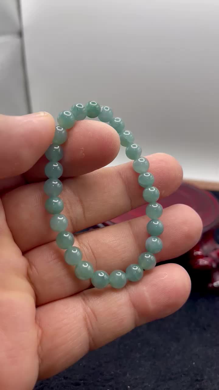 Giok jadeite feicui tipeA gelang butiran 7187
