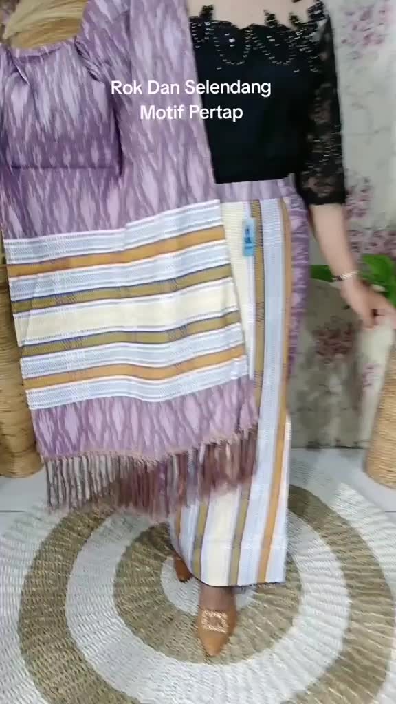 Rok selendang katun PERTAP  selendang lipat 2 Resleting BELAKANG