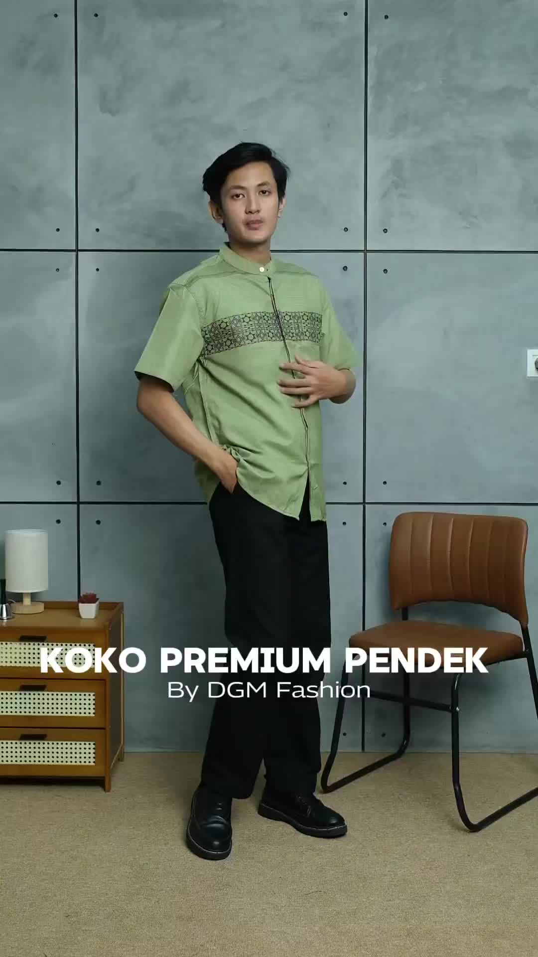 DGM Baju Koko Pria Lengan Pendek Bordir Premium Coklat Mahogany Motif Argyle Baju Koko 041 B