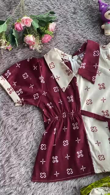 ATASAN BATIK ANAK PEREMPUAN WARNA SOFT NAVY LIME & MARON BAHAN KATUN ADEM NYAMAN DI PAKE