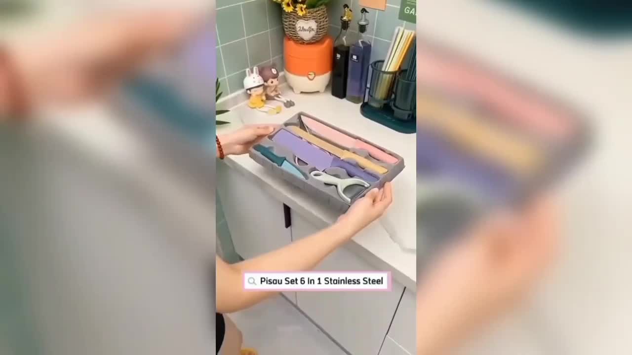 PISAU DAPUR SET 6 IN BAHAN STAINlESS ANTI LENGKET Kitchenware Steel