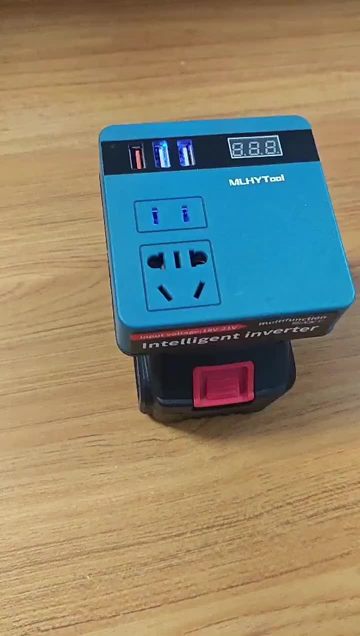 Inverter 100W 18V 21V ke 220V untuk Baterai Makita dengan 3 Port USB dan Soket Output Konverter Daya Multifungsi Pengisi Daya Cepat