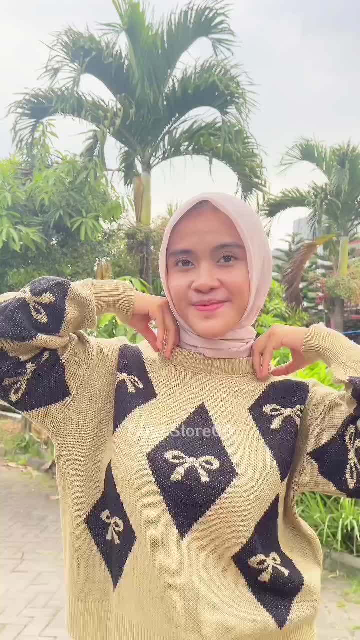 Oneset Suzy Sweater Rajut Crop Motif Pita Ketupat Setelan Celana Kulot Wanita Premium Wanita Lengan Panjang Kekinian