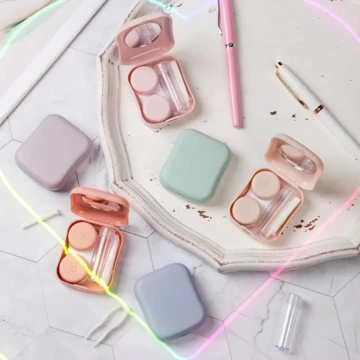 Tempat Softlens / Caselens Soflens / Travel Kit Mini Pastel Polos Contact Lens Eye