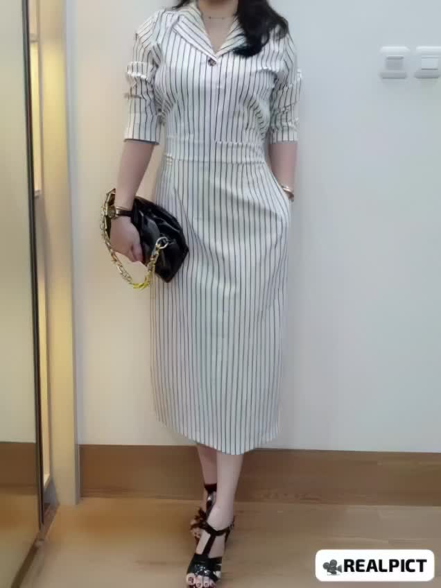 Dress Blazer Korea - Dress Salur - Bodycon Dress Korea - Dress Kancing Depan