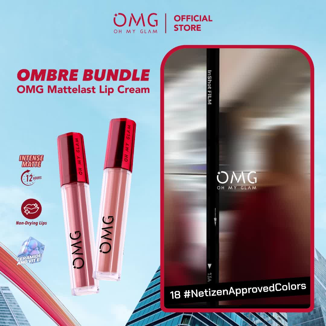 OMG Paket Ombre Mattelast Lip Cream & Glassy liptint Oh My Glam - Warna Intense, Tahan Lama & Ringan  ala Selebgram combo 2pcs 100% Gloss Lipcream Waterproof Lipgloss