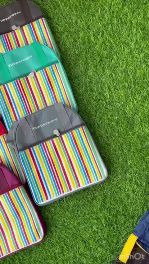 Tas Bekal Pop Stripe Tupperware (zipper bunga es) Makanan