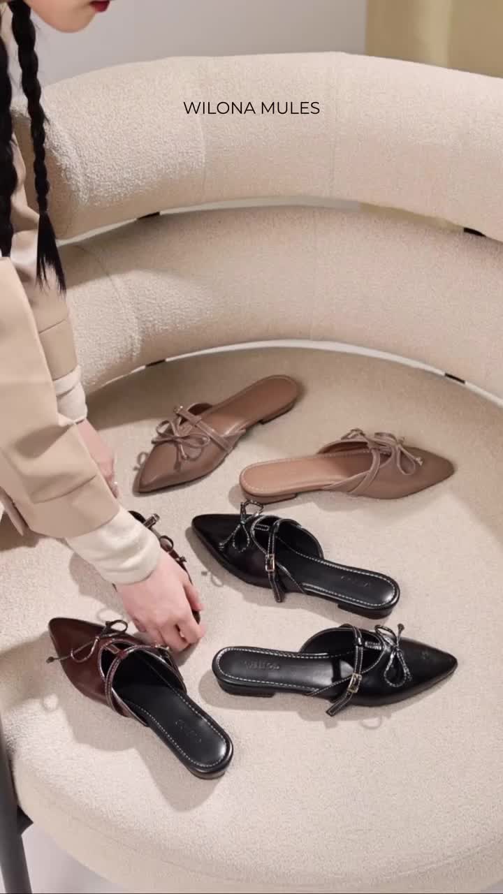 WINOD Wilona Mules 2cm Sepatu Slip On Casual Brown Essentials Daily Shoes Wanita Perempuan