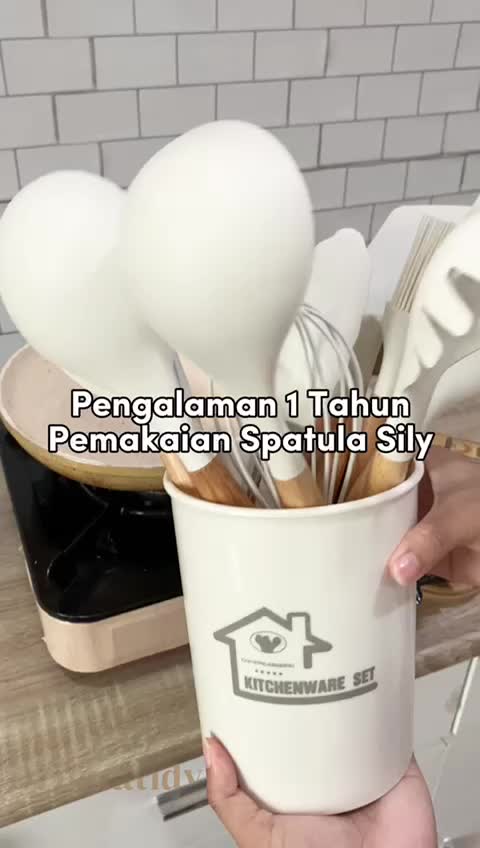 SILY Spatula Set 12pcs Alat Masak Silicone Sodet Steak Clip Set Oil Brush Kitchen Cooking Kayu Kitchenware