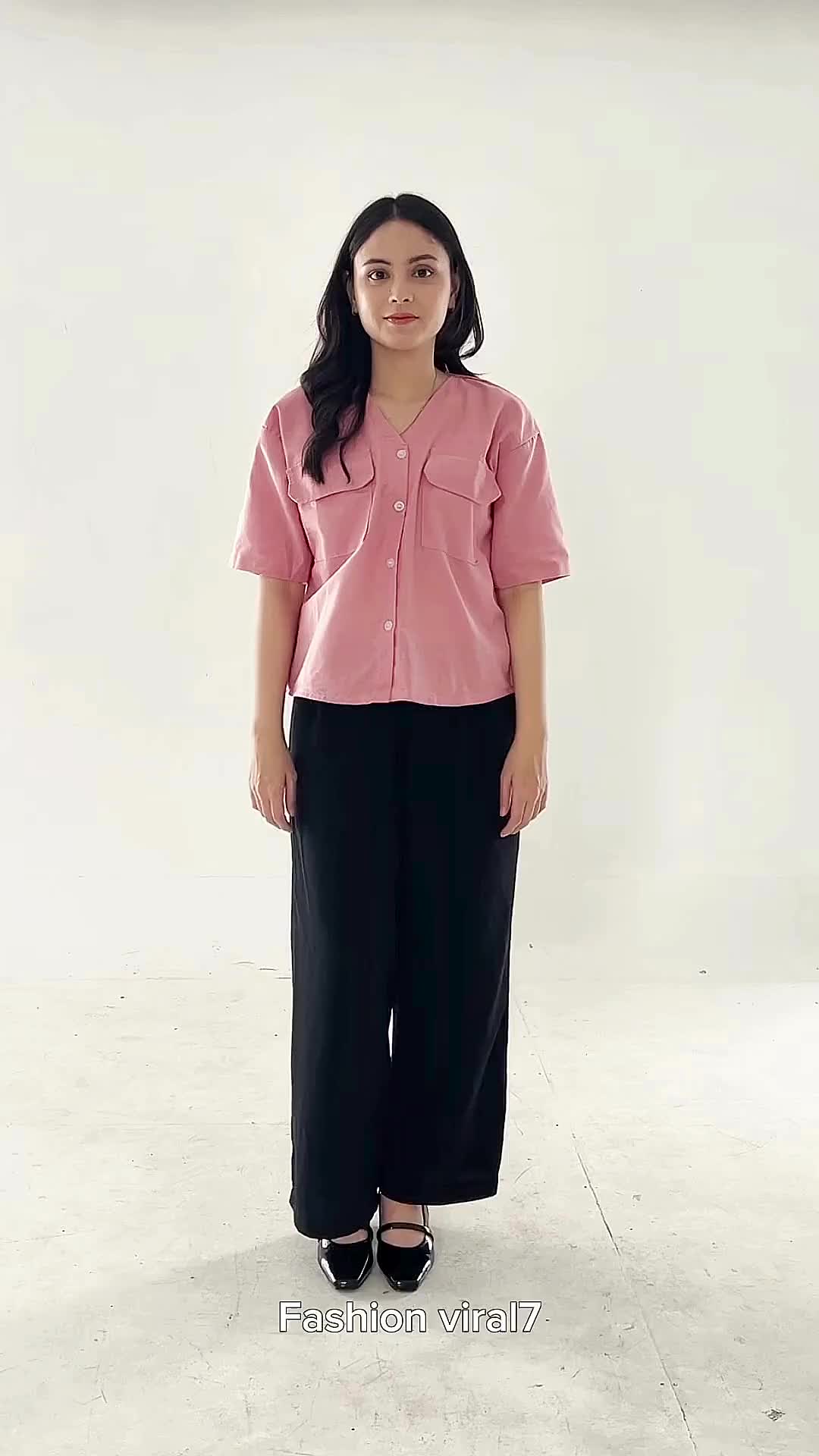 Neva Style - Sandra Atasan Wanita Kekinian Model Kemeja Linen Casual / Atasan Stylish dengan Variasi Lengan Pendek / Desain Modern Minimalis Cocok untuk Tampilan Casual dan Semi Formal
