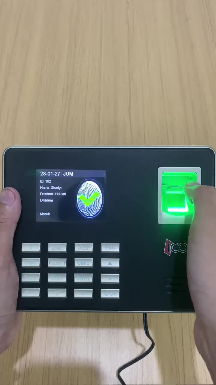 ICON Mesin Absensi Sidik Jari ICON 16 Hitam Kantor TFT LCD 2.8 Inch Garansi 5 Tahun Terlaris No 1 Dengan Sensor VX 10 Dan Laporan Lengkap