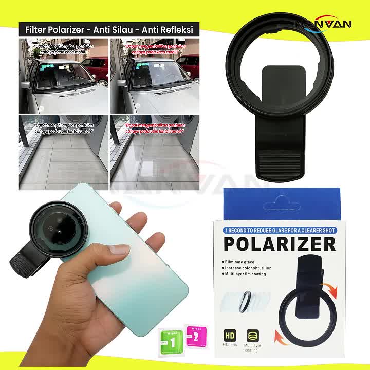 NANVAN NVN-CP01 Lensa Clip On CPL Hp - Filter Polarized Anti Pantulan Air Dan Kaca - Anti Silau