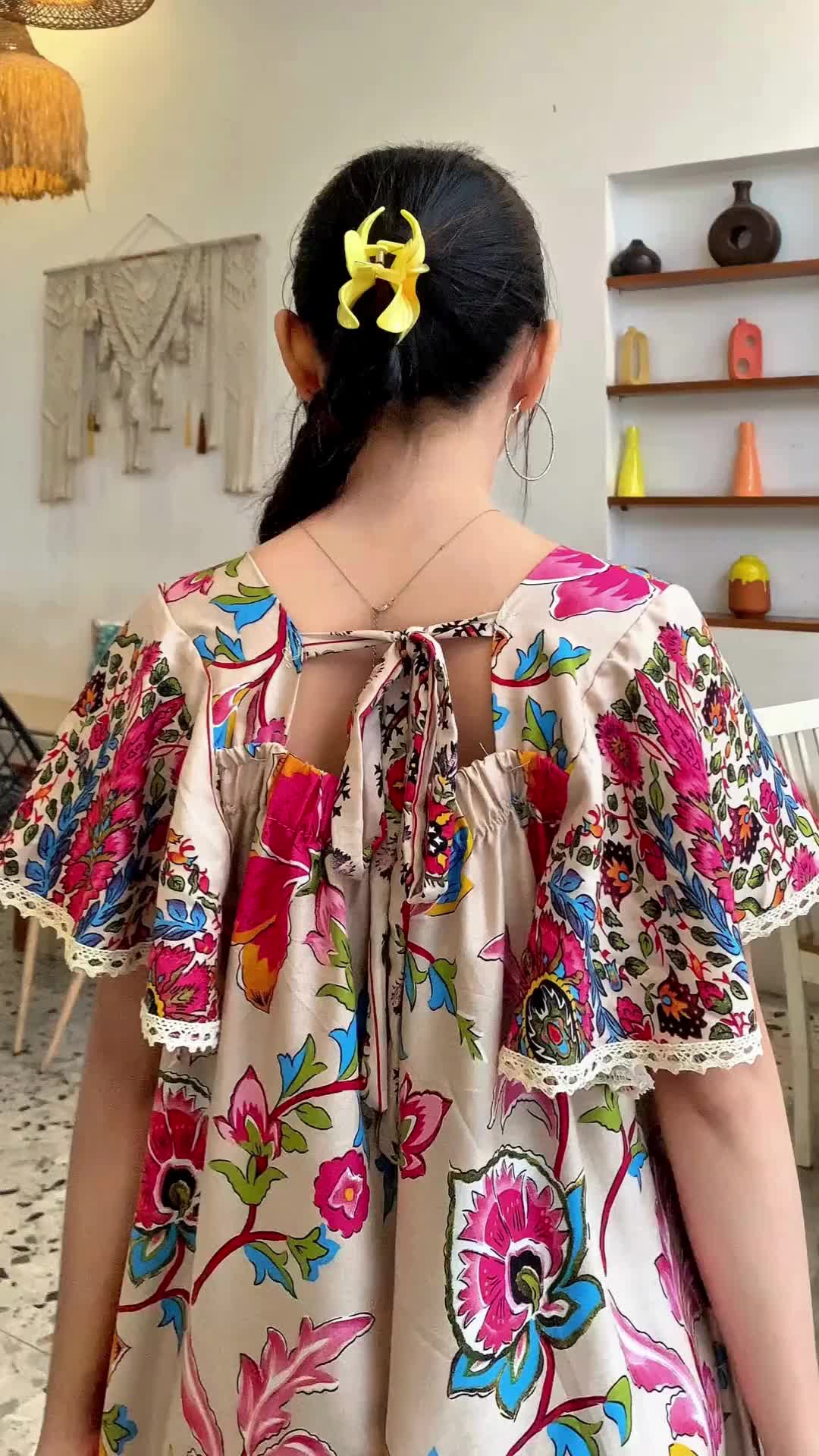 ELDZAR - Home Dress Aysna Ruffle Pundak Renda Daster Motif Viral Busui Friendly dengan Desain Eksklusif dan Nyaman