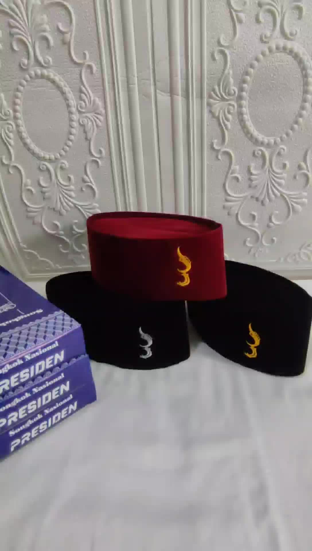 Peci Songkok Kopiah Hitam Polos Motif Logo KUJANG BORDIR tinggi 9cm murah berkualitas ORIGINAL - Peci Pria Model terbaru Anak Laki-laki dan dewasa merk PRESIDEN bisa bayar di tempat COD Muslim Nyaman