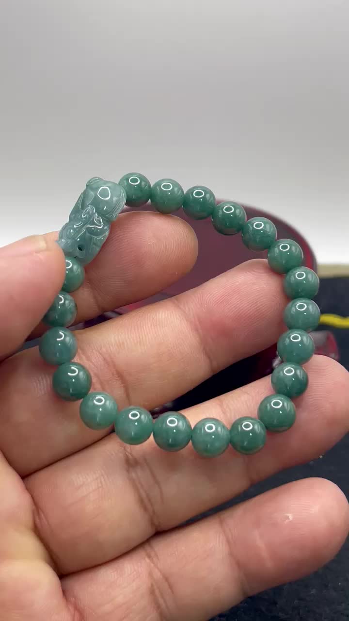 giok jadeite feicui tipeA gelang butiran pixiu L