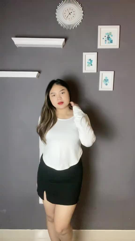 Smartcollection BJ1078 Baju Wanita Lengan Panjang Kaos Lembut Stretch Fashion Wanita Korea Spandek Long Sleeve Atasan Hitam Pendek Top Oversize
