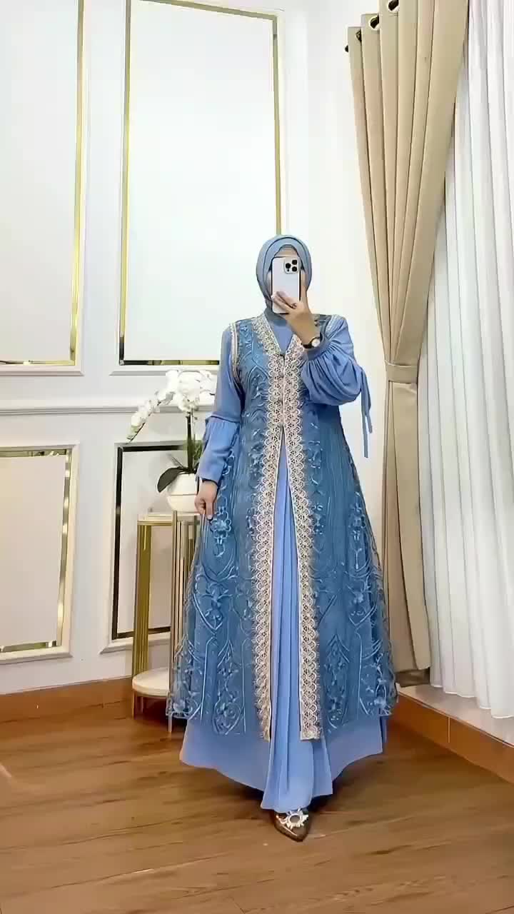 Naura Dress Gamis Bahan Ceruty Babydoll mix Renda Plus Brukat Gamis Brukat Gamis Kondangan Gaun pesta