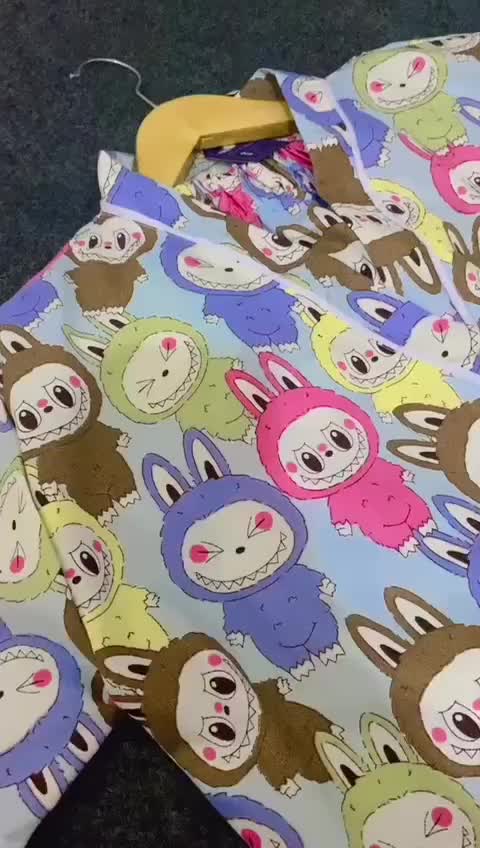 Piyama Labubu Katun Wanita Lengan Pendek dan Celana Panjang - Bahan Katun Halus Lembut - Baju Tidur Kimono Dewasa Motif