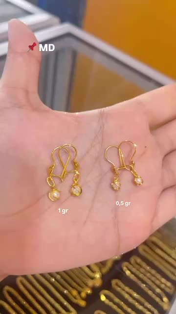Anting mutiara sangkar anting mutiara gantung satu gram