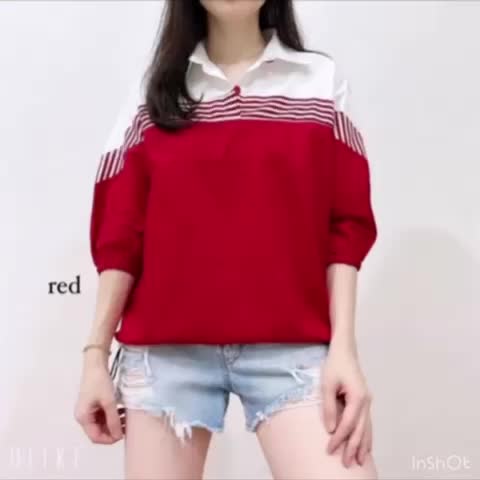 NANDO KEMEJA STRIPED LENGAN 3/4 KARET KANCING KATUN POPLIN PREMIUM VIRAL 101