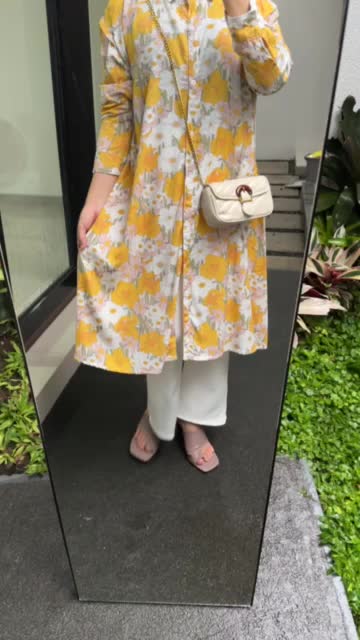 YOONA TUNIK MOTIF WANITA  Muslim  // TUNIK FORMAL UNTUK KERJA // TUNIK RAYON  Viscose  WANITA Lengan Panjang Kancing