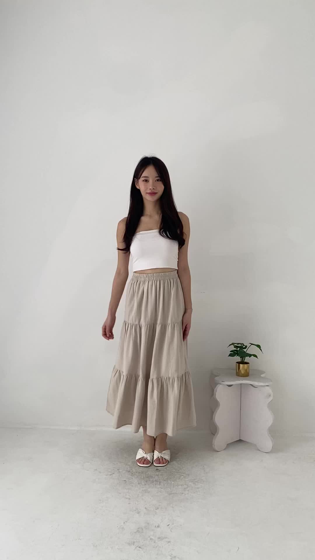 BAGGU Nakia Layer Skirt  / Rok Linen / Rok Layer  / Korean Skirt