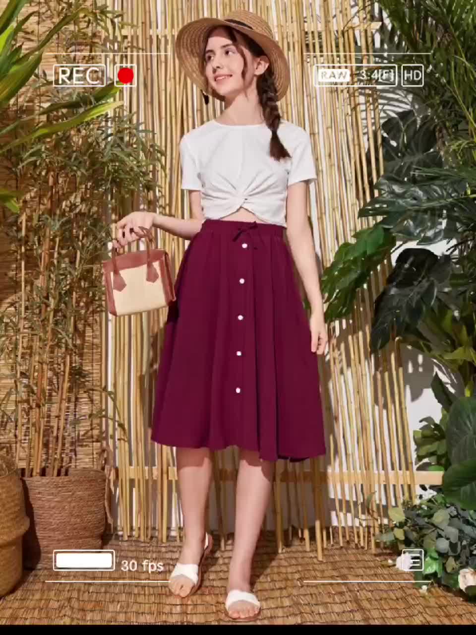 Rok Midi Selutut Korea Style Kekinian Terbaru Bahan Crinkle Airflow Pita Cantik Fashion Wanita Dewasa Casual Remaja Cewek Pendek Hitam