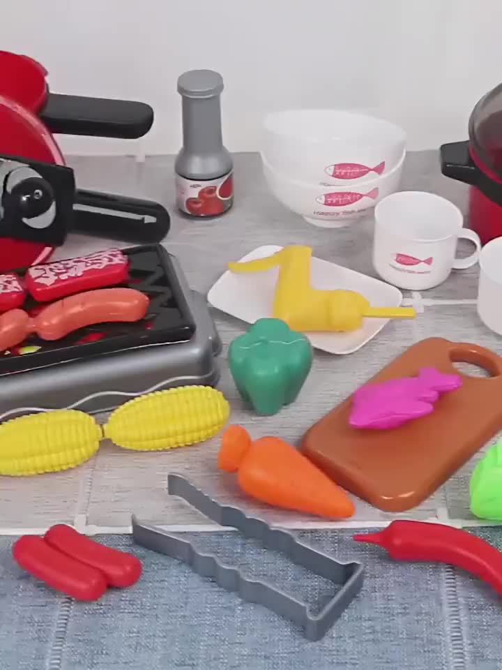 Funtoys 51/61/84 PCS Cooking Set Mainan Dapur Mainan Potong Buah Mainan Dapur Simulasi Set Mainan Anak