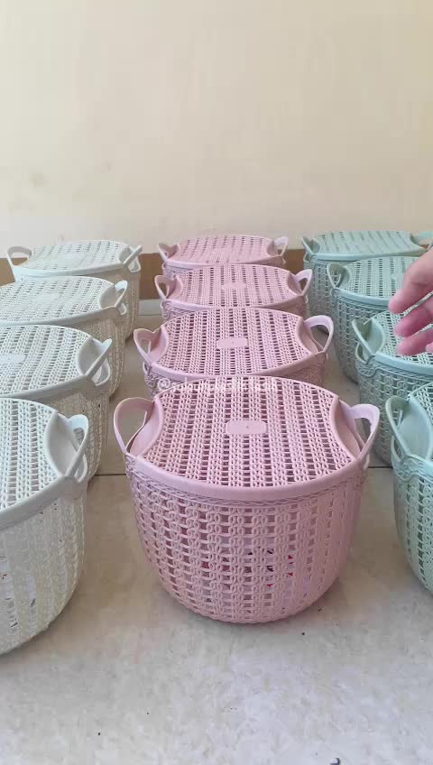 [6 & 12 pcs]  Keranjang Tutup Topas Bulat  Tempat Penyimpanan Serbaguna Tebal Murah Souvenir Hajatan Bisa COD Biru Pink Putih estetik Hijau