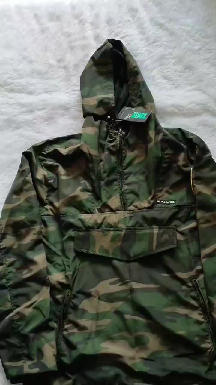 JAKET CAGOULE NAPPA CAMO ARMY HITAM SALVIO HEXIA JAKET PARASUT DEWASA