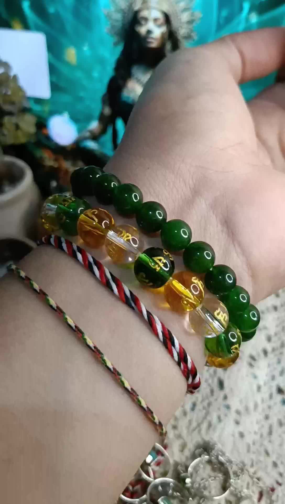 April Gallery Bali - 3 Gelang Hijau Tibetan Cantik Harmonys Elegant Wanita