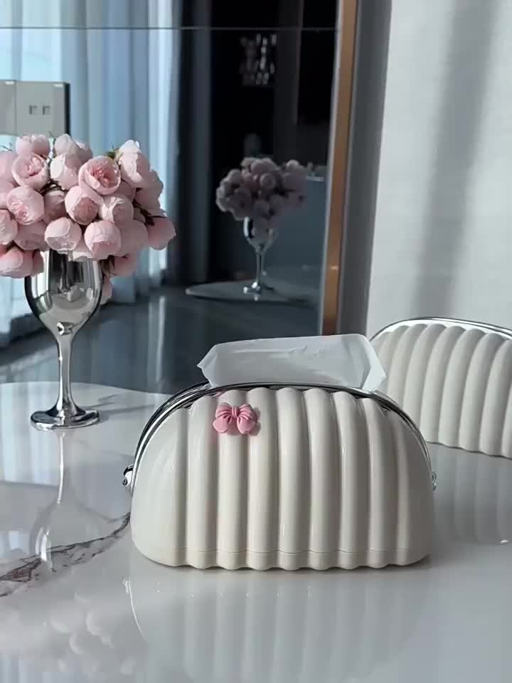 【BELI LOKAL】Dejavu Tempat Tisu Desain Kerang Estetik Mini Pouch Kotak Tisu Minimalis Tissue Box Pouch Coquette HSB792