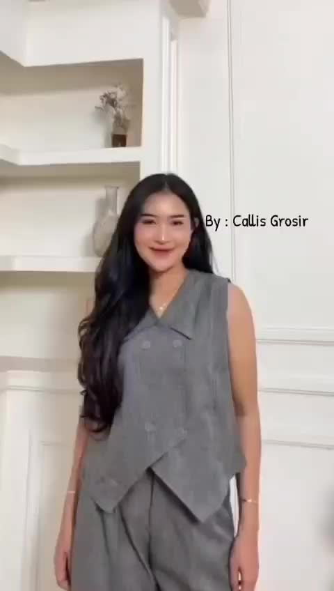 One Set Stelan Fuji Vest dan Celana Panjang Wanita Bahan Semiwoll Premium Korean Style