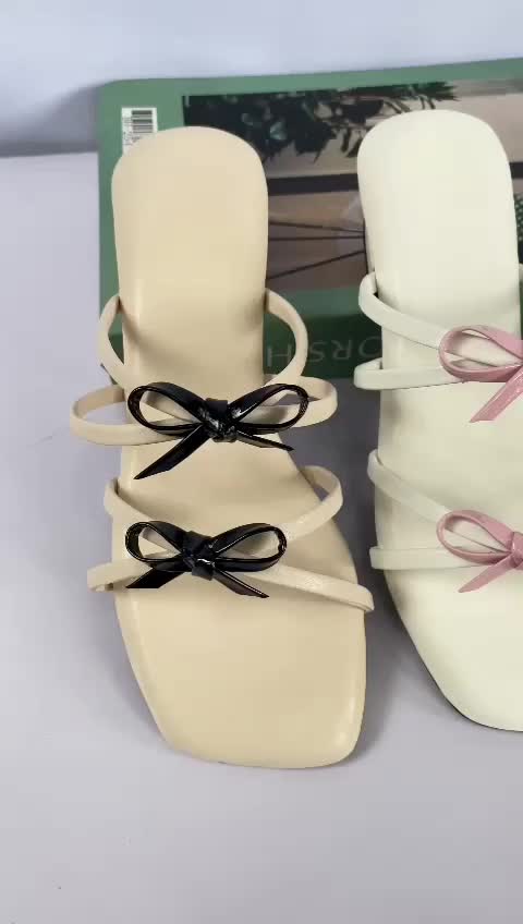 RR.GWEN,sandal wanita heels 3 cm/sendal cewehak tahu dasi pita