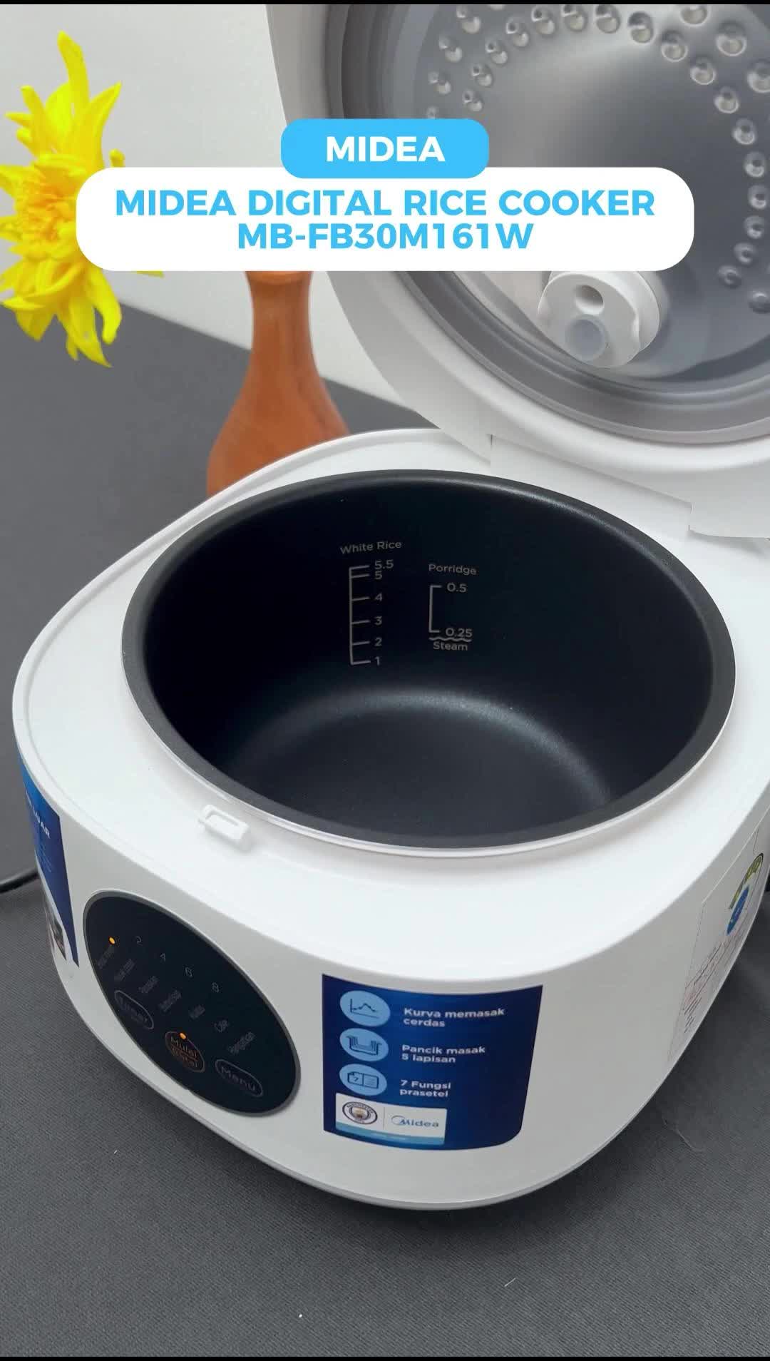【SUPER DISKON!】Midea Rice Cooker Digital MB-FB3OM161W – 1L- Low Watt - 5 Layer Inner Pot - 7 Menu Preset - Hemat Energi - Multifungsi - Anti Lengket & Anti Gores