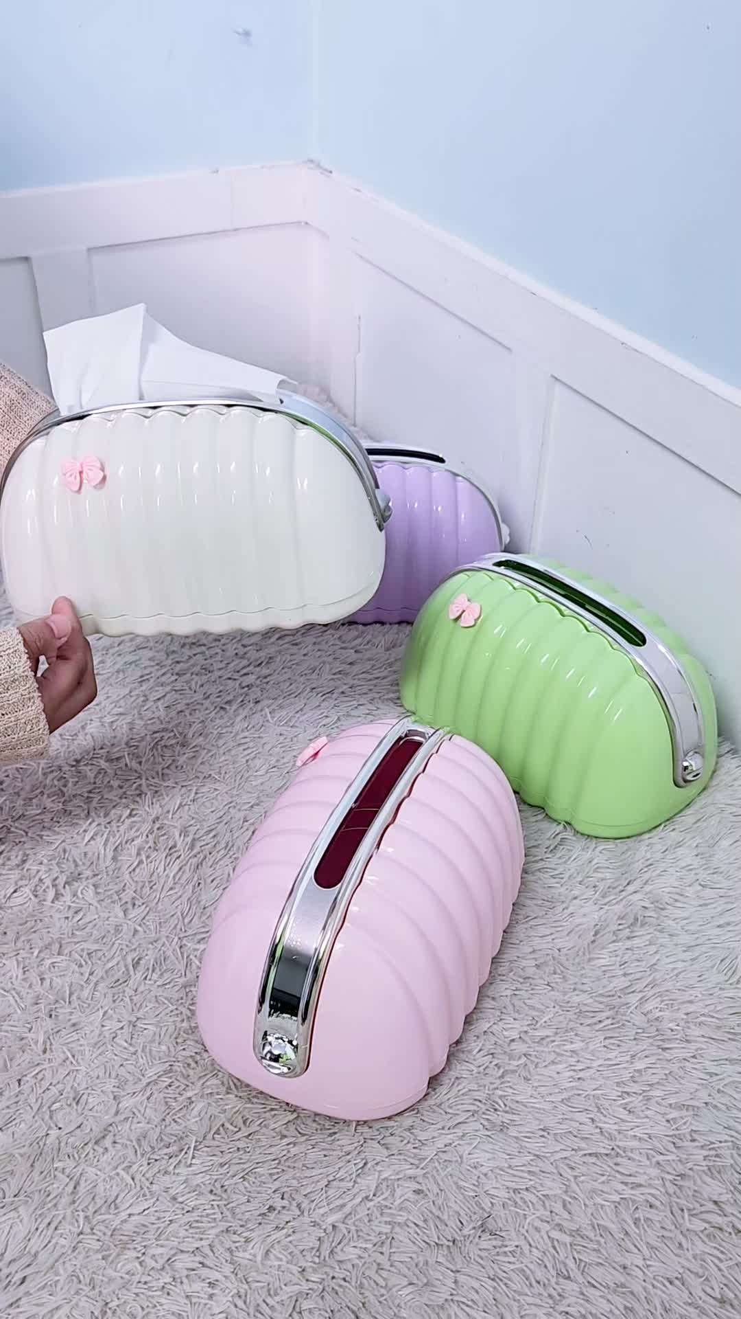 [BELI 1 GRATIS 1] ANGOLA Kotak Tisu Mini Pouch D82 Warna Pastel / Tempat Tisu Aesthetic Elegan Glossy Pink