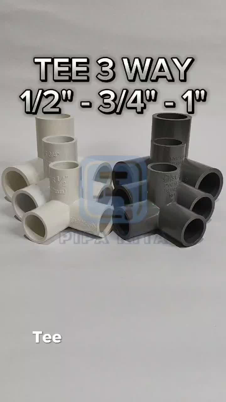 Tee Elbow / Tee 3 Way AW Abu Abu Putih SCG NAKAMA AQUALON 1/2 3/4 1 inch dim Tee Siku 3 Cabang Sambungan Fitting Pipa Paralon PVC Hidroponik