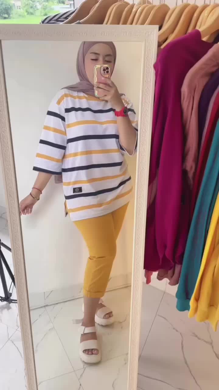 Xvlore Kaos Oversize Wanita PREMIUM  garis 3 Warna edisi Terbatas Basic Soft Katun Combed Nyaman Lembut Polos Distro Atasan Panjang