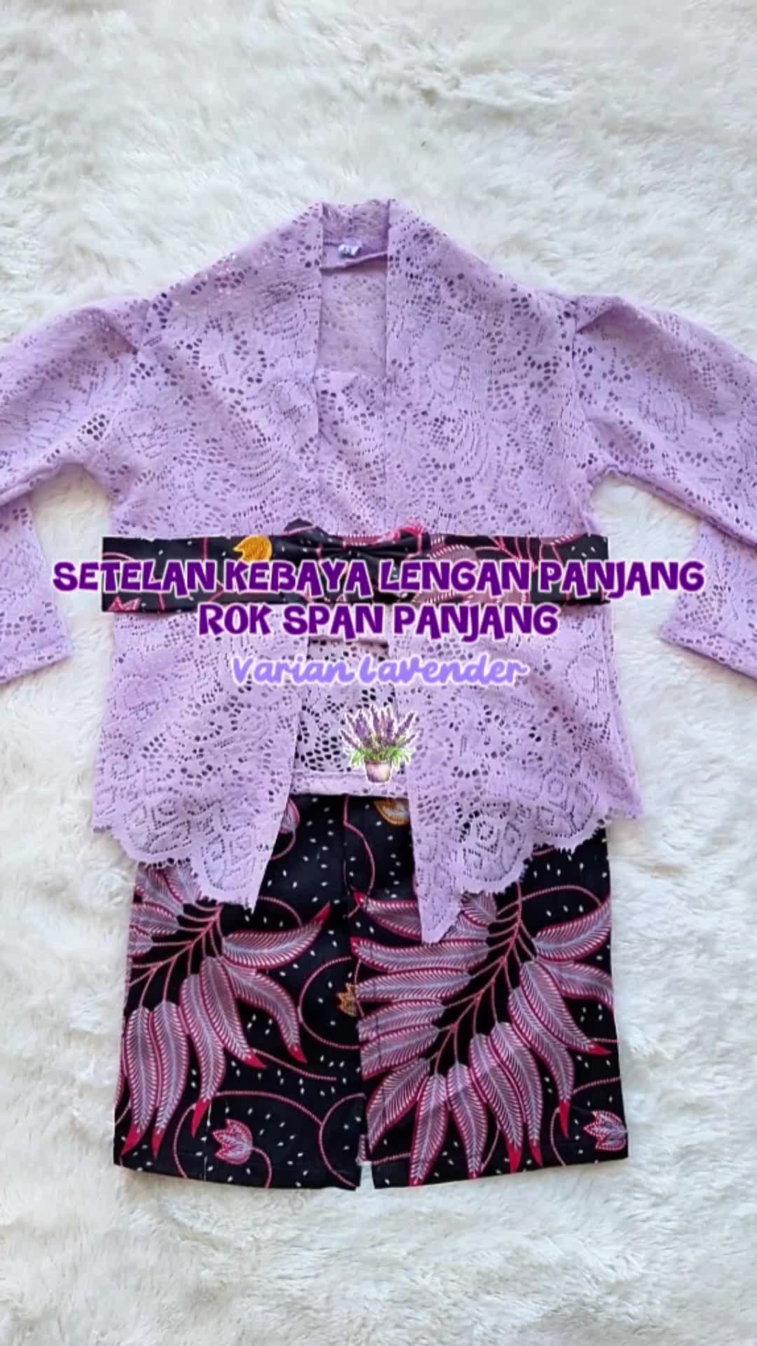 Setelan Kebaya Bayi dan Anak Kutubaru Rok Panjang Lengan Panjang Brokat Katun Perempuan Cewek