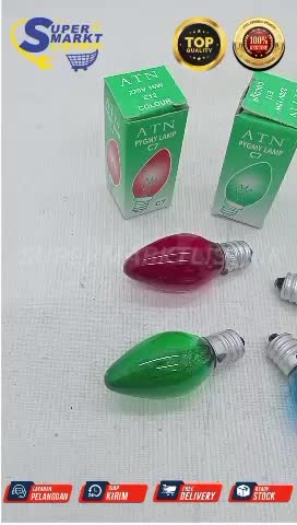 Bohlam Cabai Lampu Dop Lombok Cabe E12 Warna Hijau, Merah,Kuning,Biru, Clear Lampu Cabe