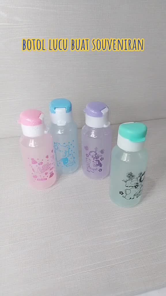 10 Pcs x Botol Minum Flip Top Anak Souvenir Ulang Tahun Murah - 350 ML Plastik